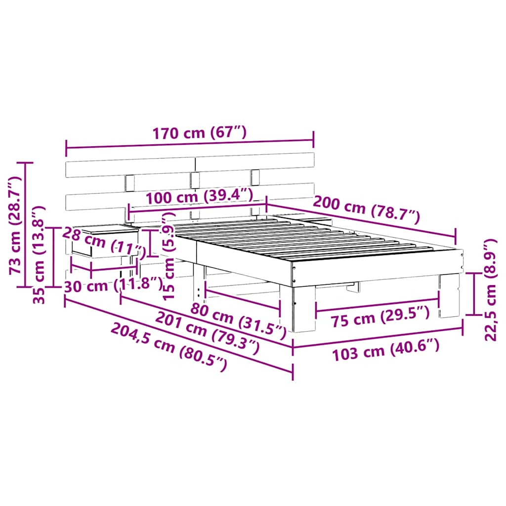 Estructura de cama 100 x 200 cm Madera de pino macizo