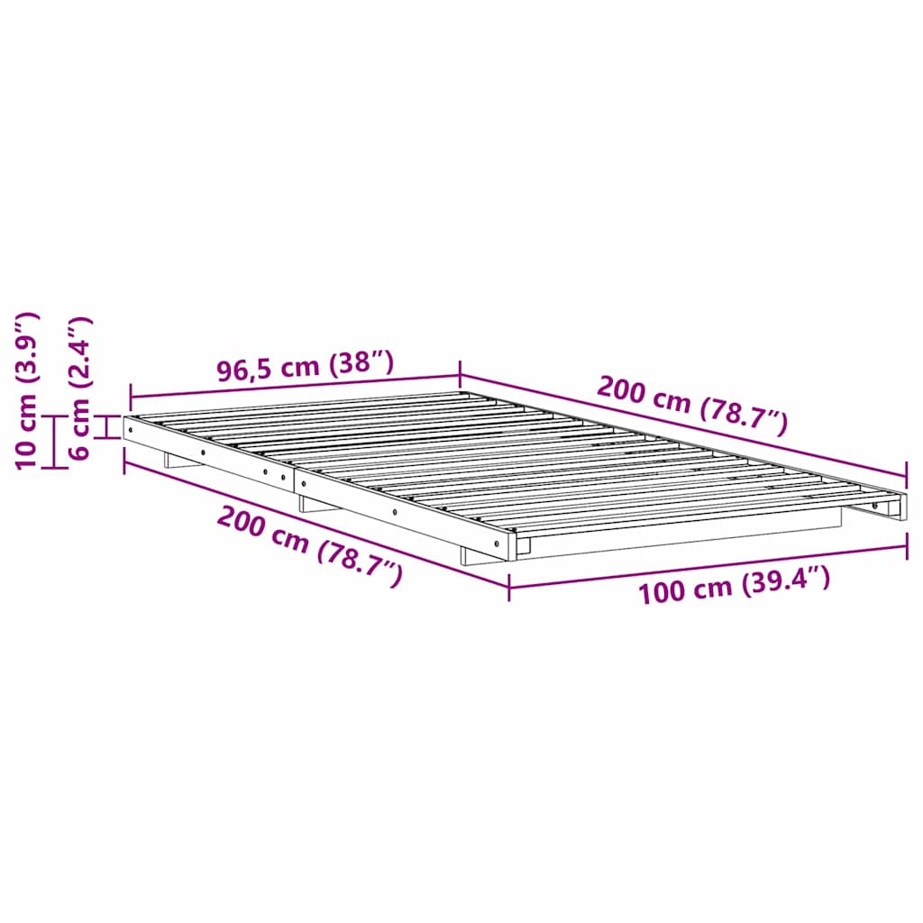 Estructura de cama 100 x 200 cm Madera de pino macizo
