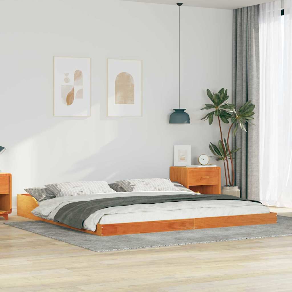 Estrutura de cama Castanho 120 x 190 cm Madeira de pinho maciça