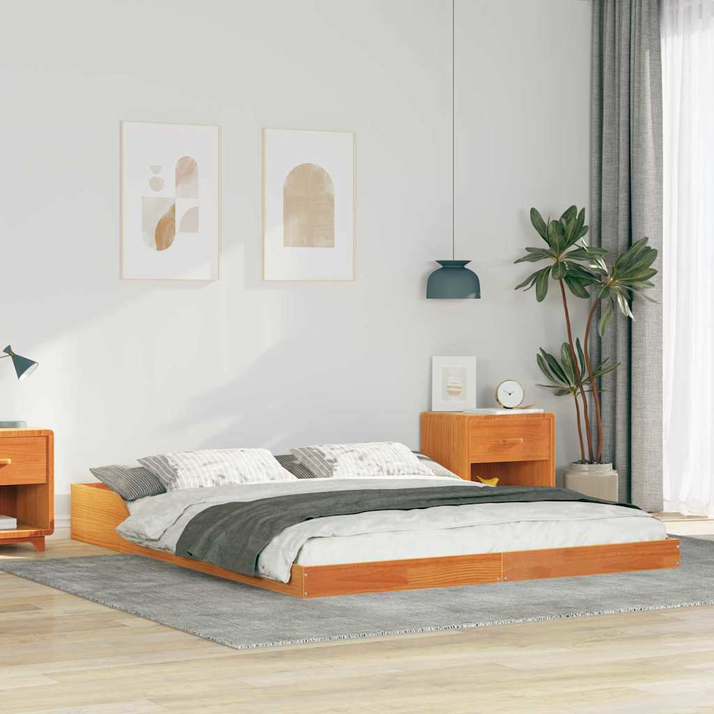 Estrutura de cama Castanho 120 x 190 cm Madeira de pinho maciça