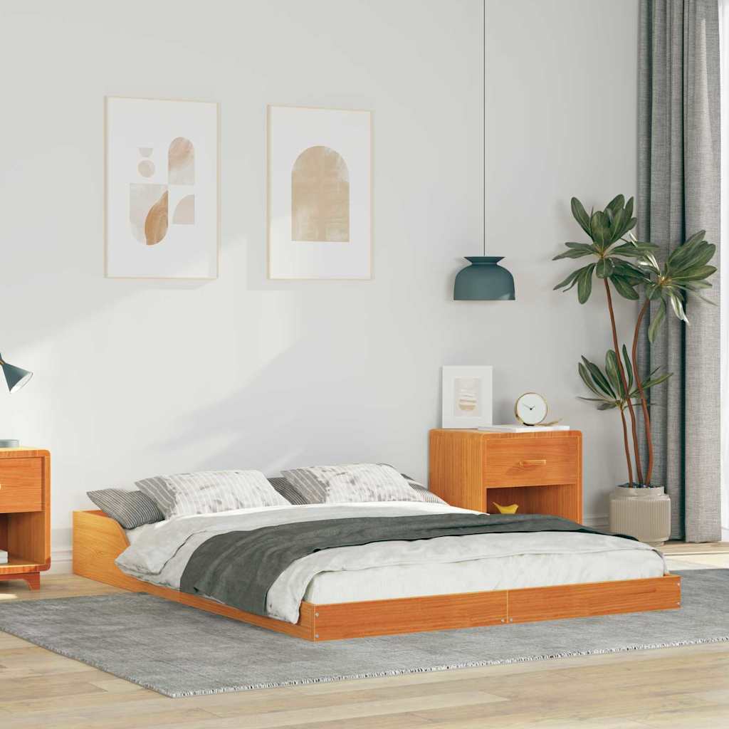 Estrutura de cama Castanho 120 x 190 cm Madeira de pinho maciça