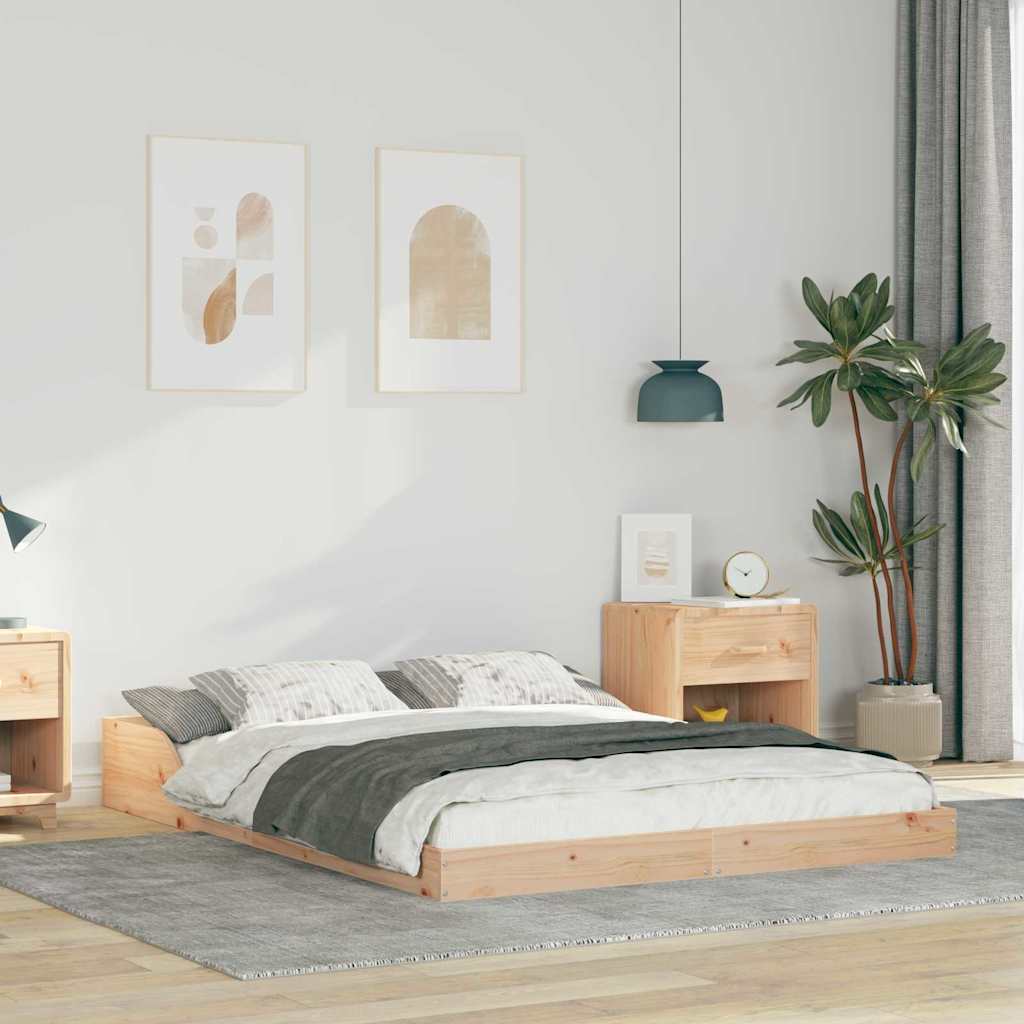 Estrutura de cama Castanho 120 x 190 cm Madeira de pinho maciça