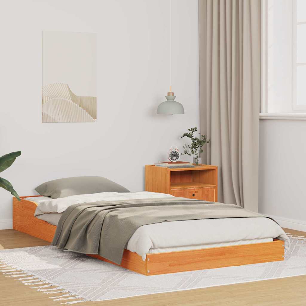 Estrutura de cama Castanho 120 x 190 cm Madeira de pinho maciça