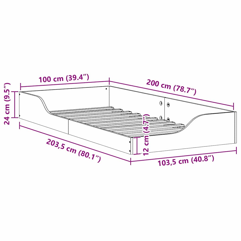 Estructura de cama 100 x 200 cm Madera de pino macizo