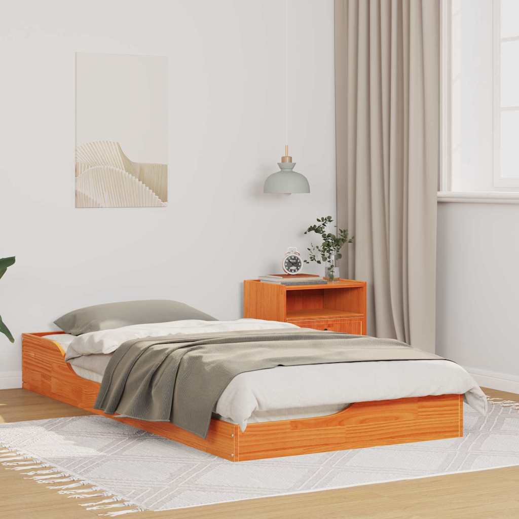 Estrutura de cama 100 x 200 cm Madeira de pinho maciço
