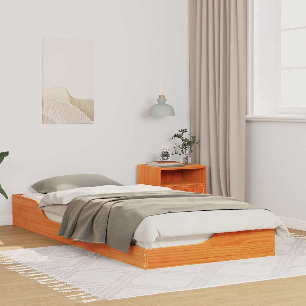 Estrutura de cama 100 x 200 cm Madeira de pinho maciço