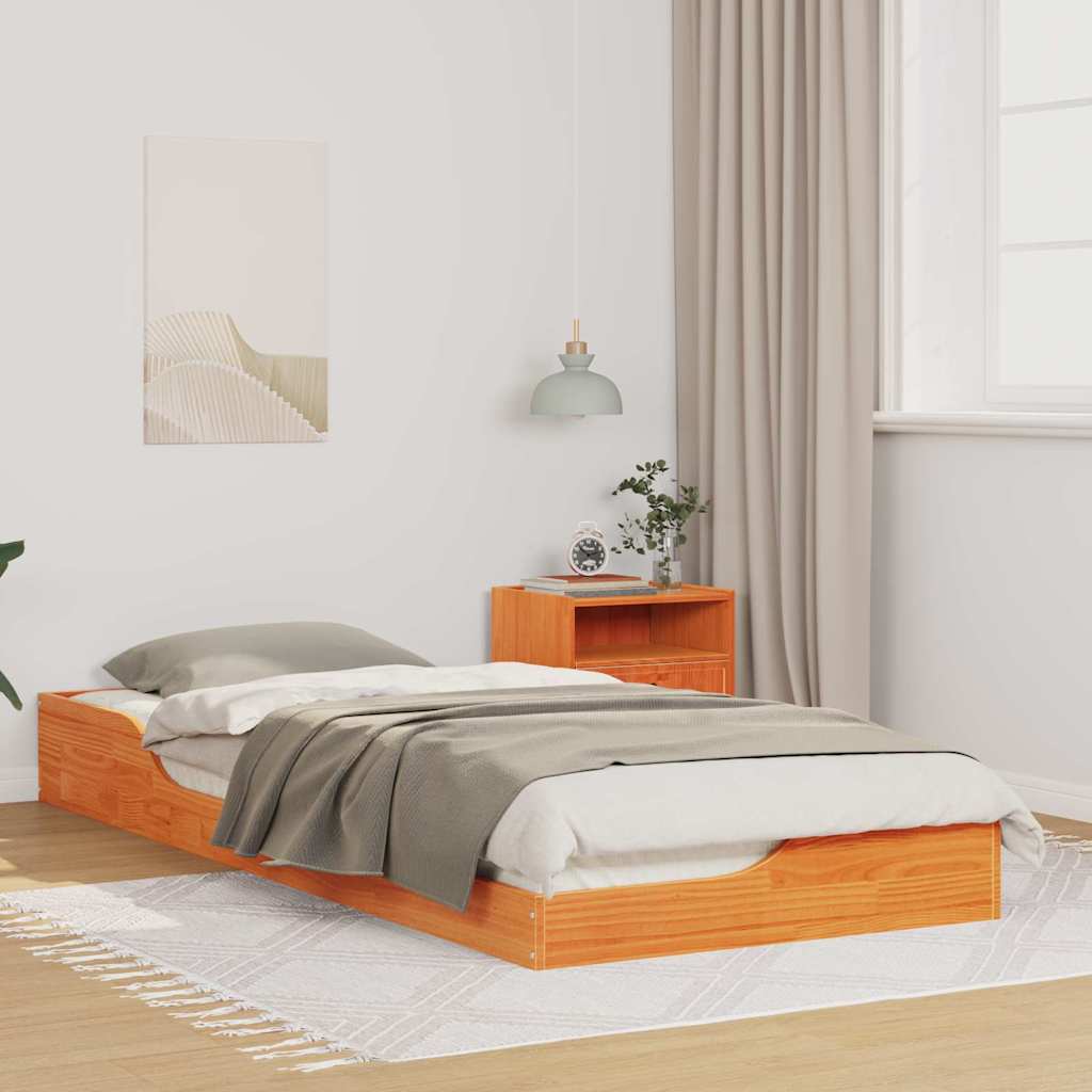 Estrutura de cama 100 x 200 cm Madeira de pinho maciço