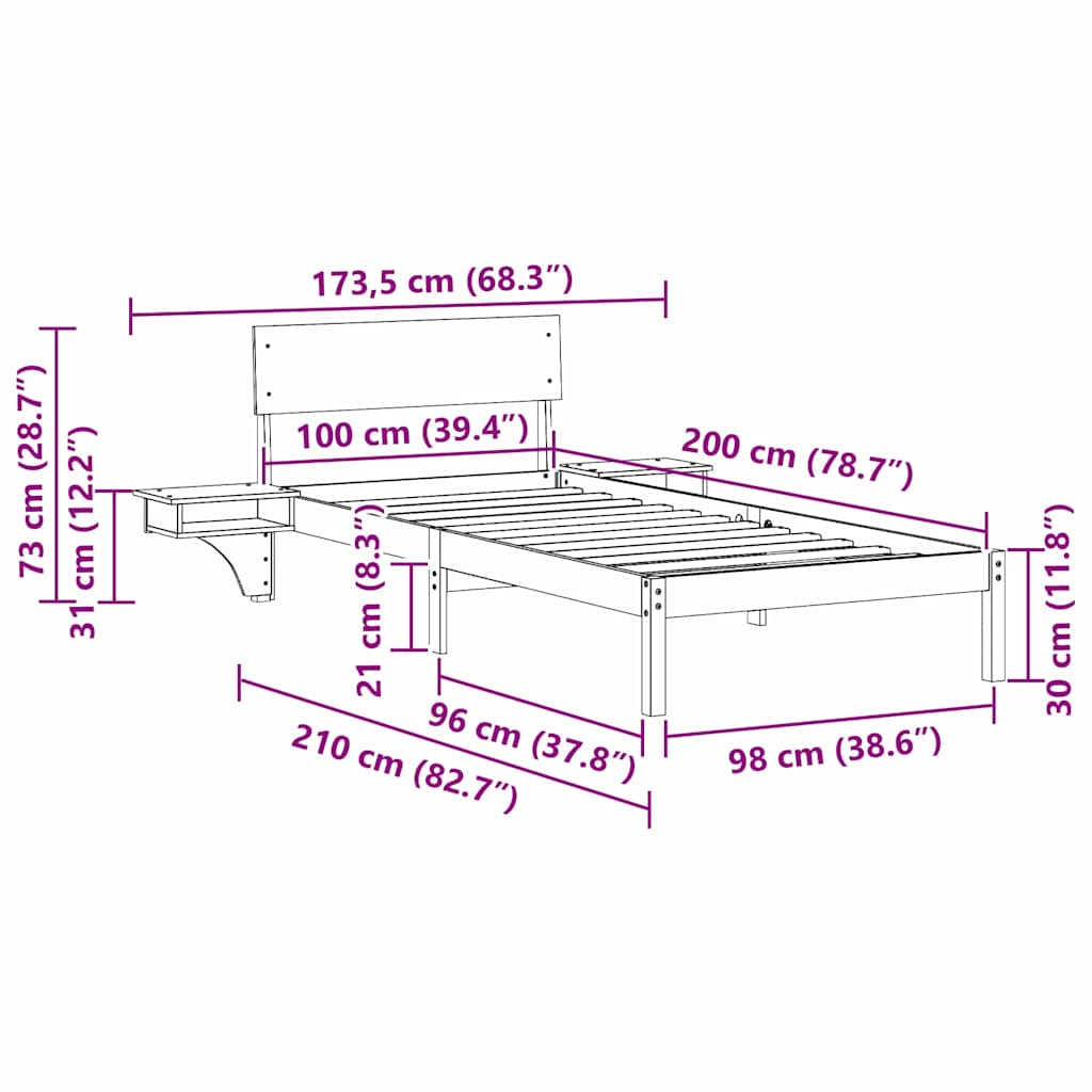 Estructura de cama 100 x 200 cm Madera de pino macizo