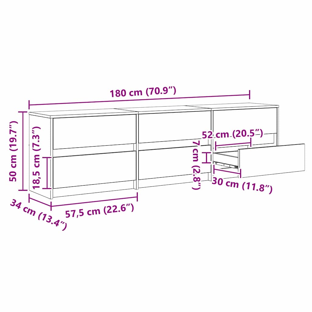 Unidades de TV 2 pcs Madera Vieja 180 x 34 x 50 cm