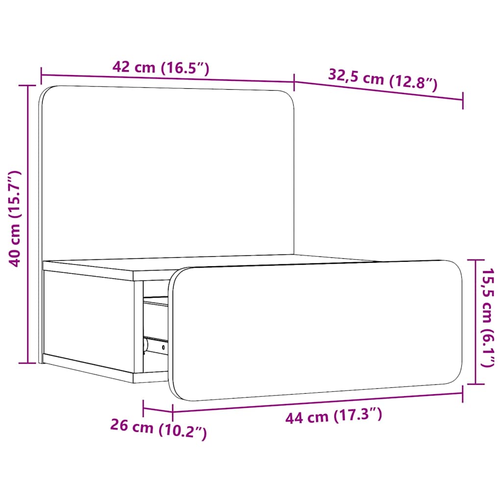 Mesita de Noche 2 pcs 44 x 32,5 x 40 cm Madera maciza de pino