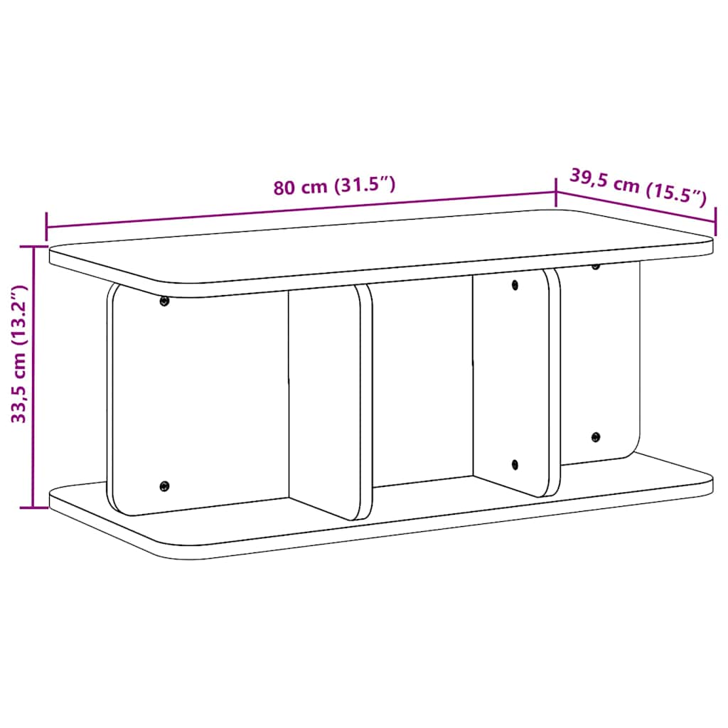 Mesa de Café 80 x 39,5 x 33,5 cm Madera maciza de pino