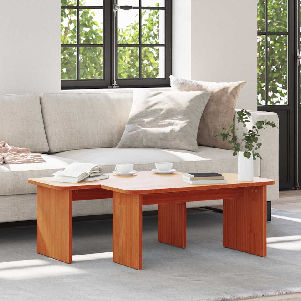 2 Piece Coffee Table Solid Pine Wood
