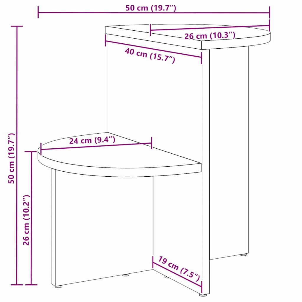 Mesa de Café 50 x 40 x 50 cm Madera maciza de pino