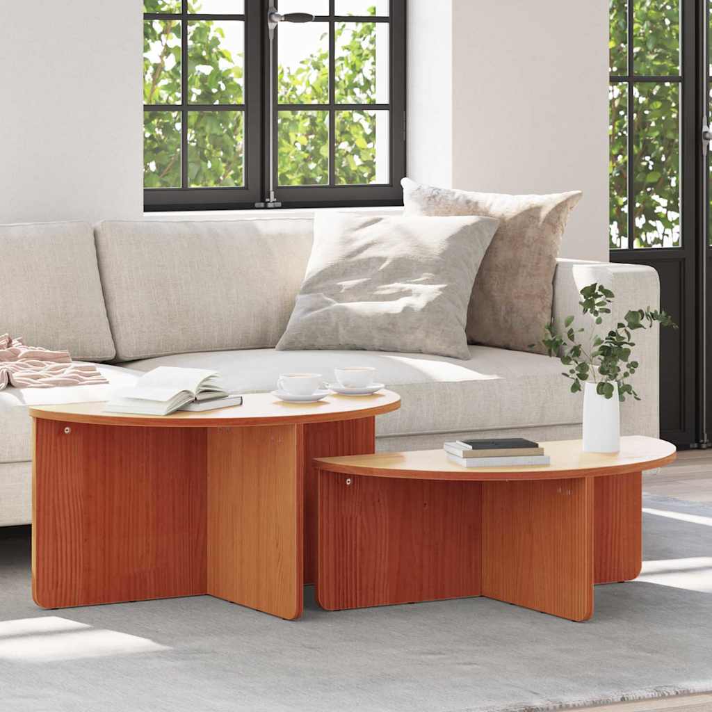 2 Piece Coffee Table Solid Pine Wood