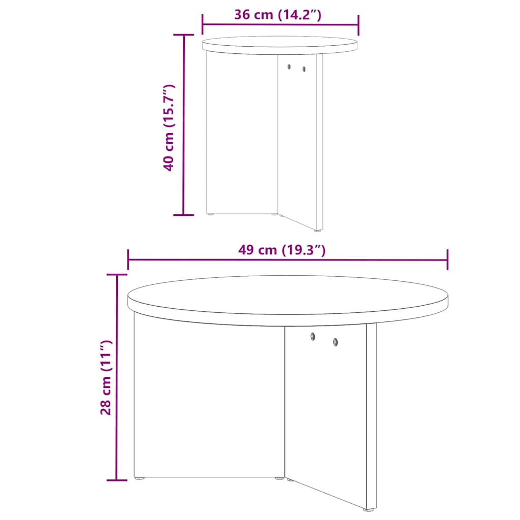 Mesa de Café 2 pcs Madera maciza de Pino
