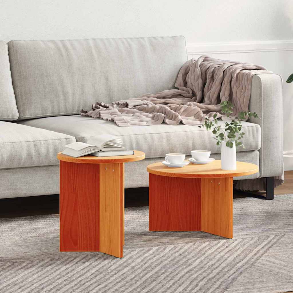 Coffee Table 2 pcs Solid Pine Wood