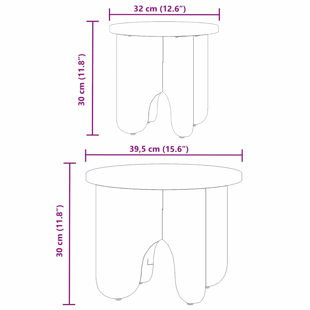 Mesa de Café 2 pcs Madera maciza de Pino