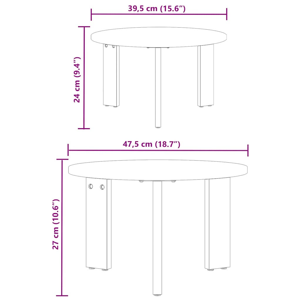Mesa de Café 2 pcs Madera maciza de Pino