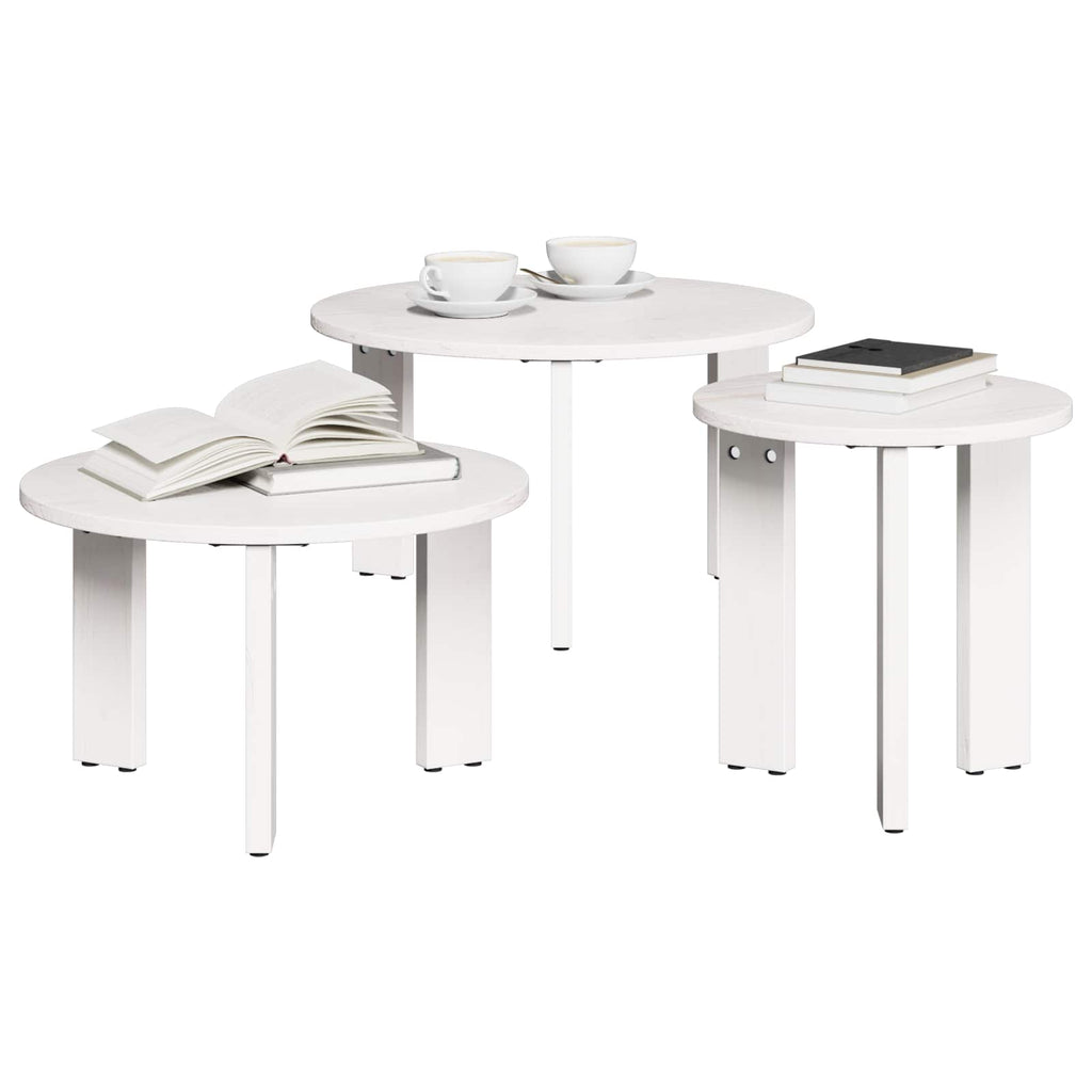 Mesa de Café 3 pcs Madera maciza de pino