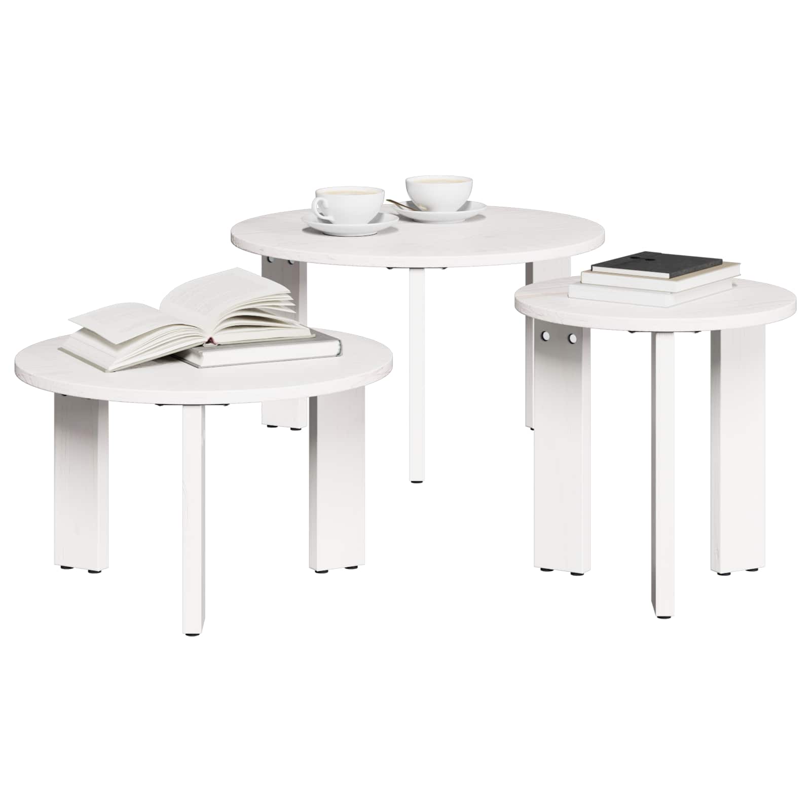 Mesa de Café 3 pcs Madera maciza de pino