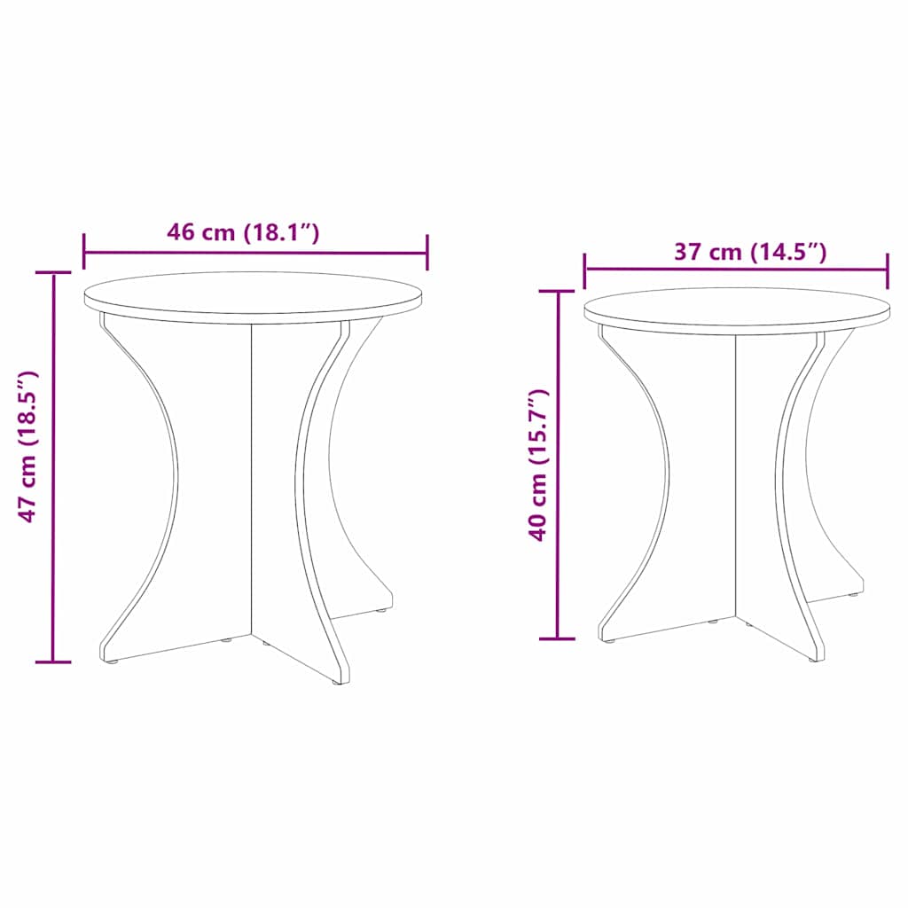Mesa de Café 2 pcs Madera maciza de pino