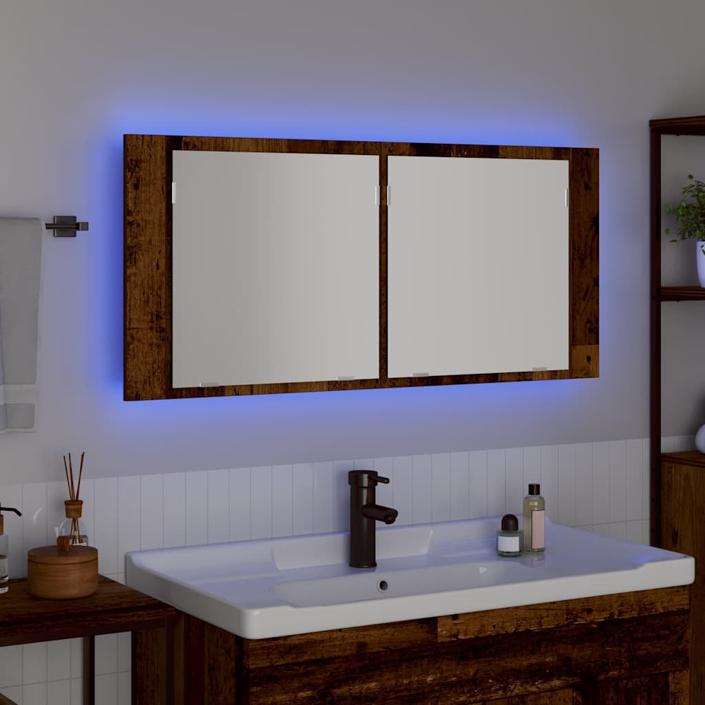 Espejo LED Cabinet con estante Madera vieja 100 x 12 x 45 cm