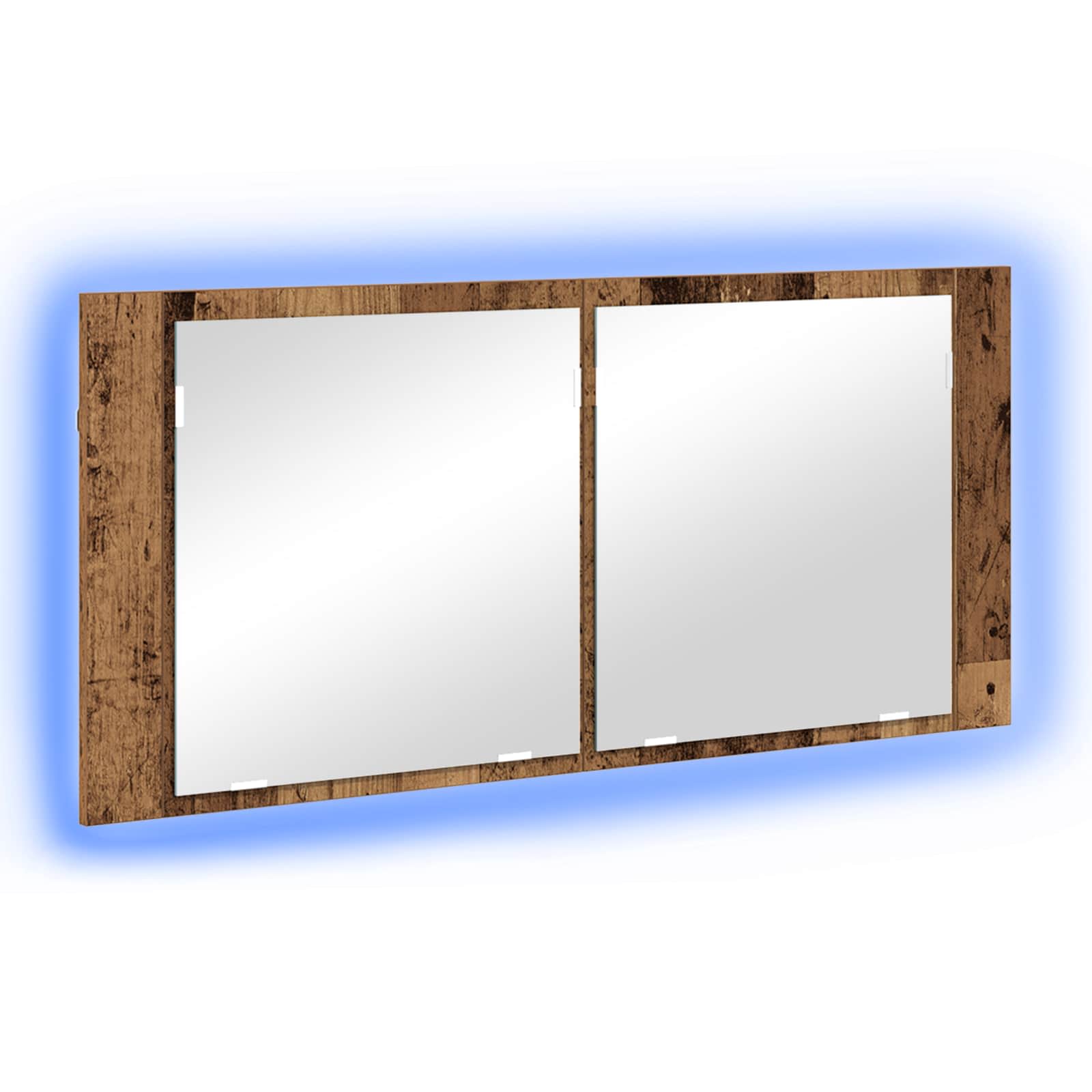 Espejo LED Cabinet con estante Madera vieja 100 x 12 x 45 cm