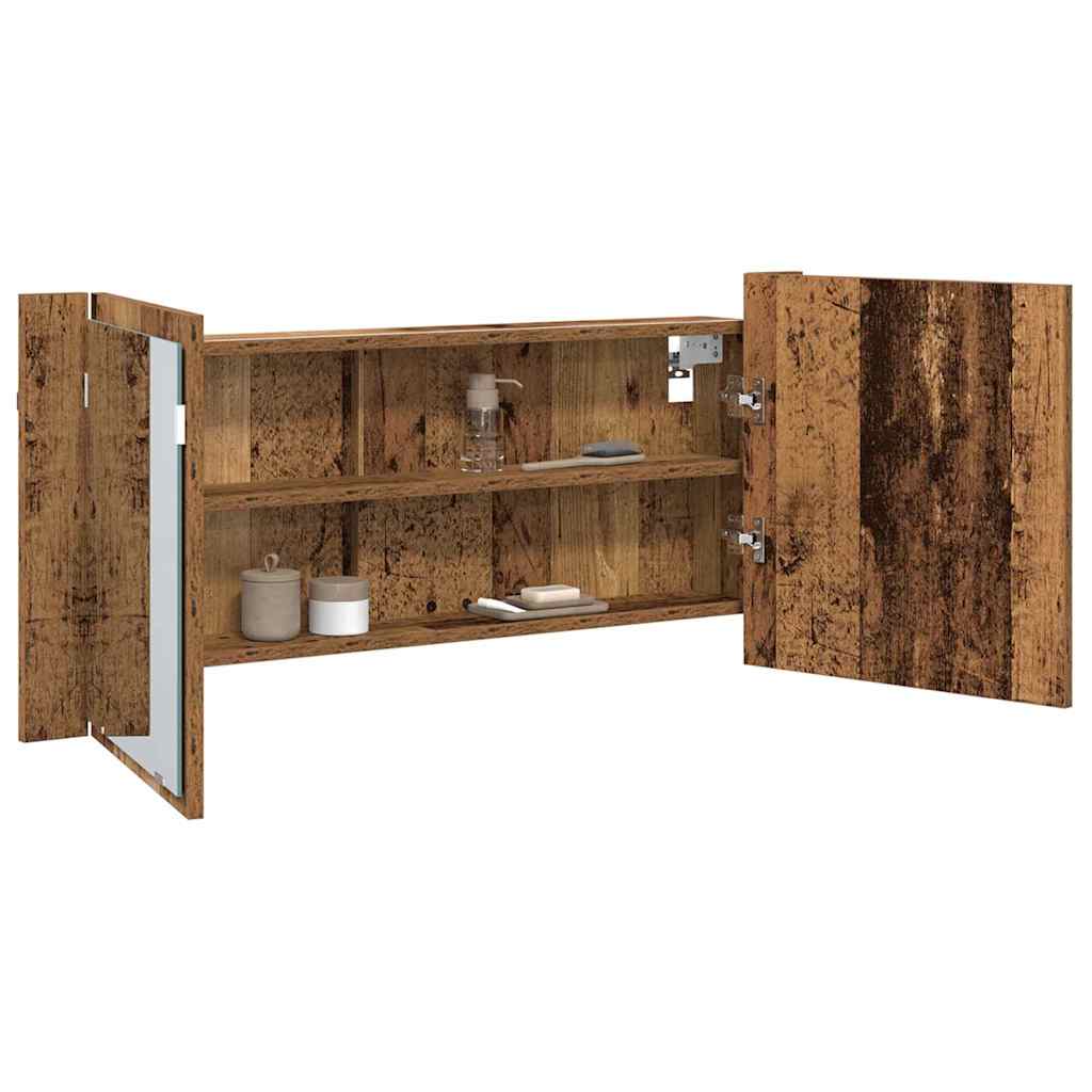 Espejo LED Cabinet con estante Madera vieja 100 x 12 x 45 cm