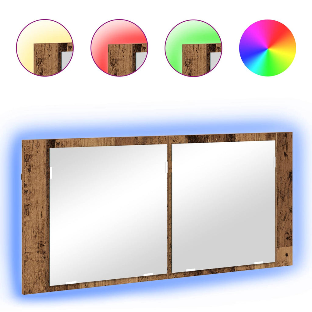Espejo LED Cabinet con estante Madera vieja 100 x 12 x 45 cm