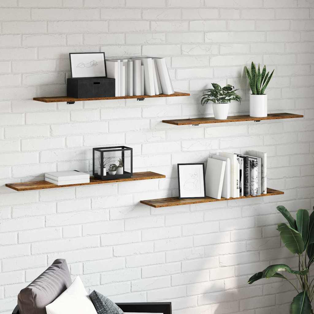 Tablero de Estantería 4 pcs Marrón 100 x 10 x 1,5 cm