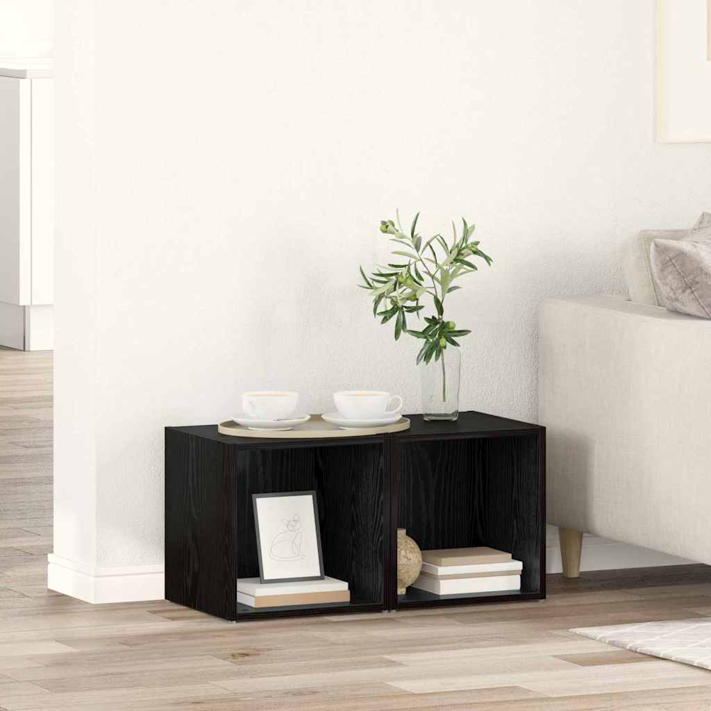 Conjunto de mueble de TV 2 pcs 37 x 35 x 37,5 cm Negro
