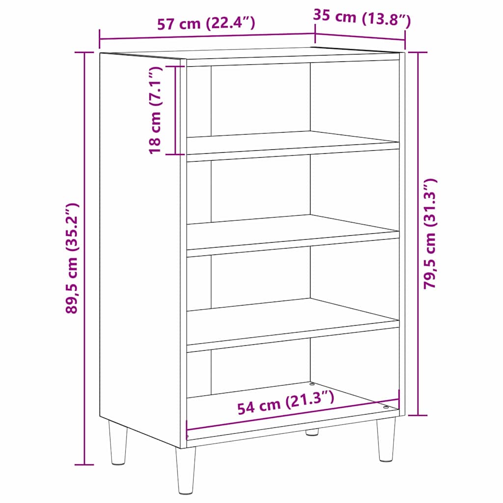 Aparador Madera vieja 57 x 35 x 89.5 cm Madera de ingeniería