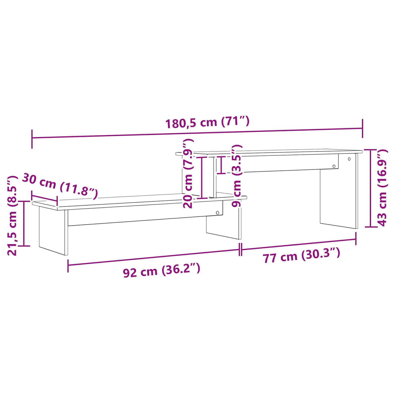 Conjunto de mueble de TV Madera Vieja 180 x 30 x 43 cm