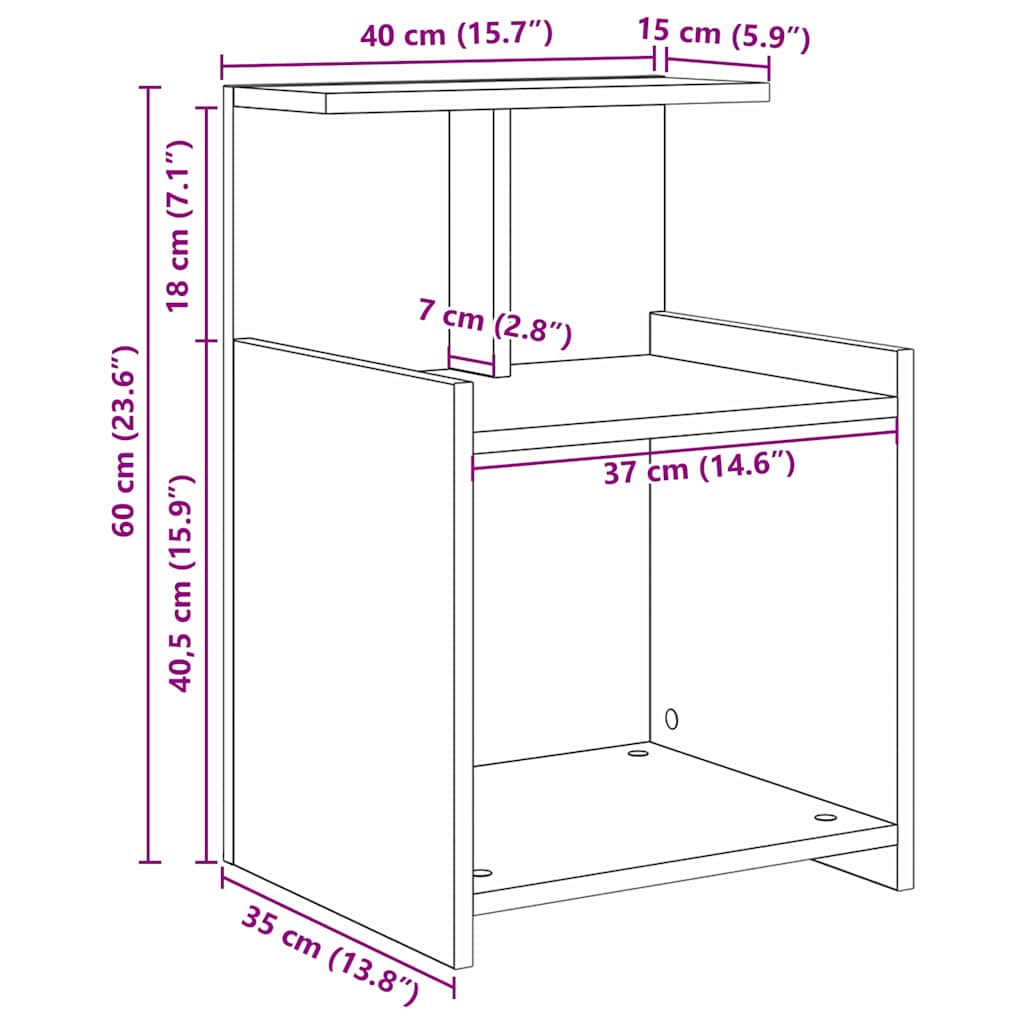 Armario de Noche 2 pcs Madera vieja 40 x 35 x 60 cm