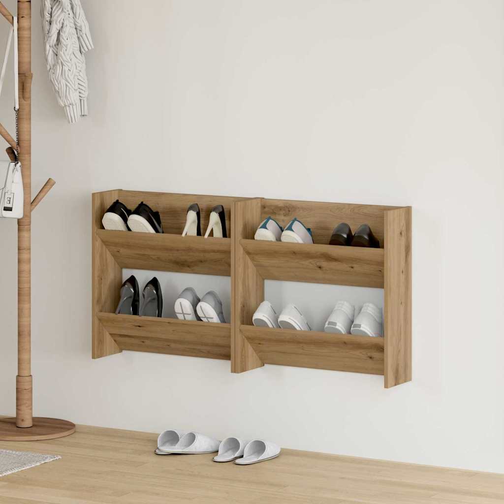 Armario Zapatero 2 pcs Madera envejecida 80 x 18 x 60 cm