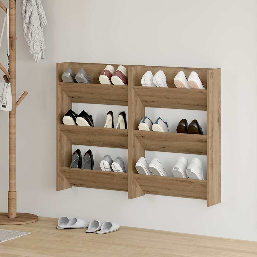 Armario Zapatero 2 pcs Madera envejecida 80 x 18 x 60 cm