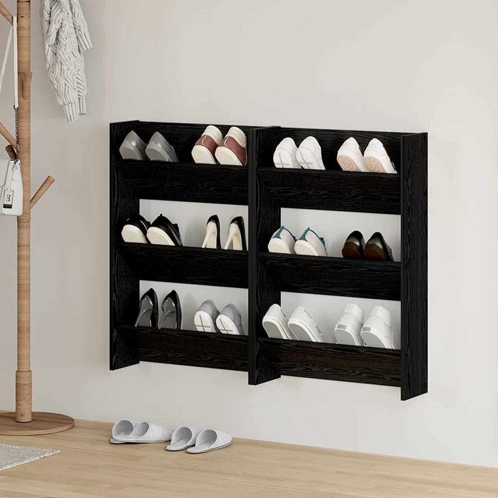 Armario Zapatero 2 pcs Madera envejecida 80 x 18 x 60 cm