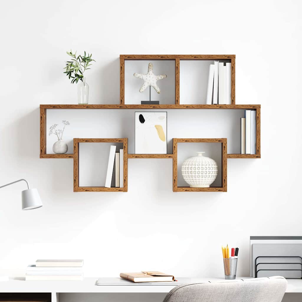 Estante de pared con estante Madera vieja 82 x 15 x 51 cm