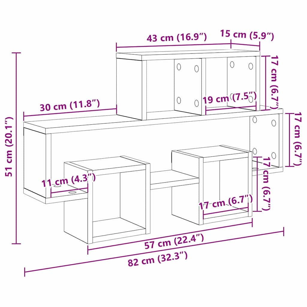 Estante de pared con estante Madera vieja 82 x 15 x 51 cm