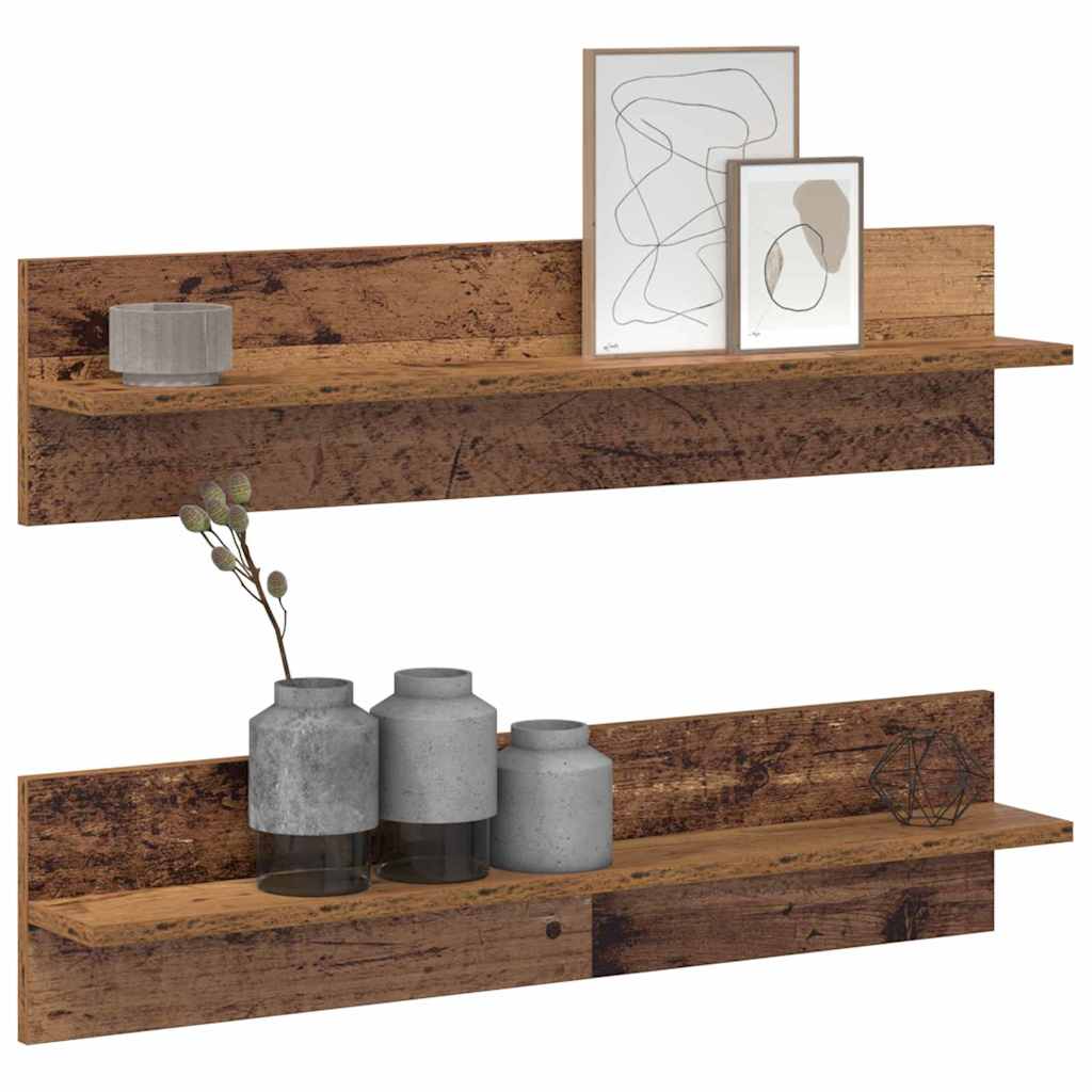 Estante de pared 2 pcs Madera Vieja 80 x 11,5 x 18 cm