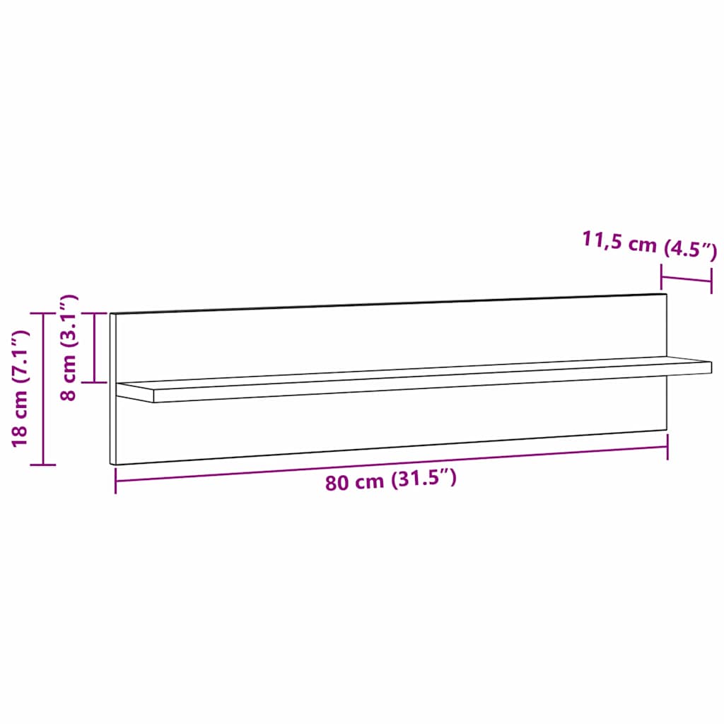 Estante de pared 2 pcs Madera Vieja 80 x 11,5 x 18 cm