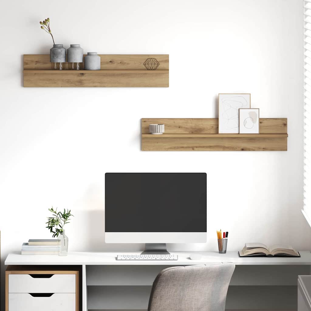 Wall shelf 2 pcs Old Wood 80 x 11.5 x 18 cm