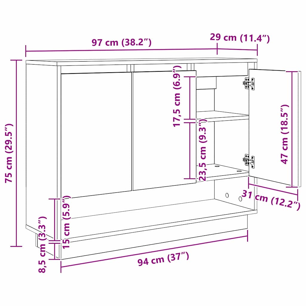 Aparador Madera vieja 97 x 29 x 75 cm Madera de ingeniería