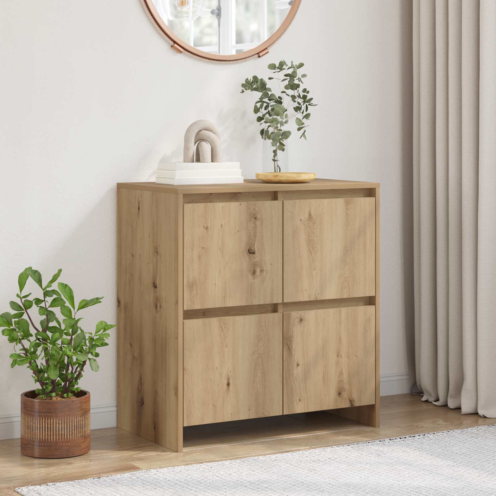 Smoked Oak Sideboard 66 x 34.5 x 90 cm Engineered Wood