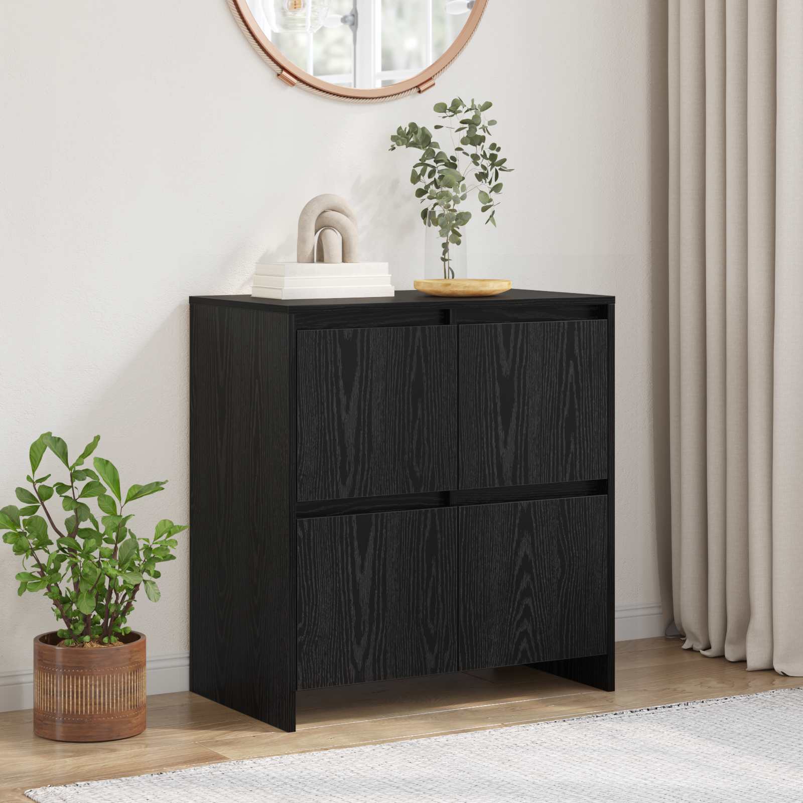 Smoked Oak Sideboard 66 x 34.5 x 90 cm Engineered Wood