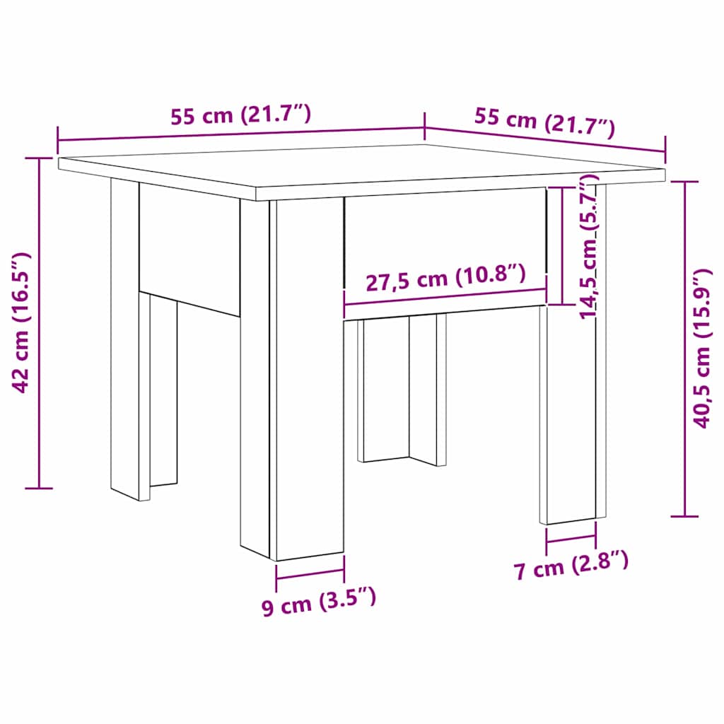 Mesa de Café Madera vieja 55 x 55 x 42 cm Madera de ingeniería