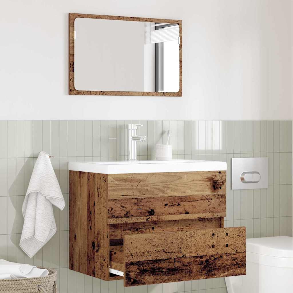 Juego de muebles de baño con cajón 2 pcs Madera Vieja
