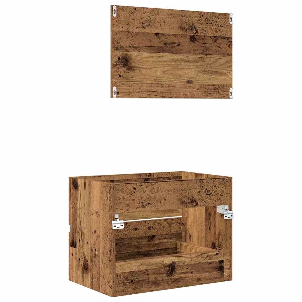 Juego de muebles de baño con cajón 2 pcs Madera Vieja