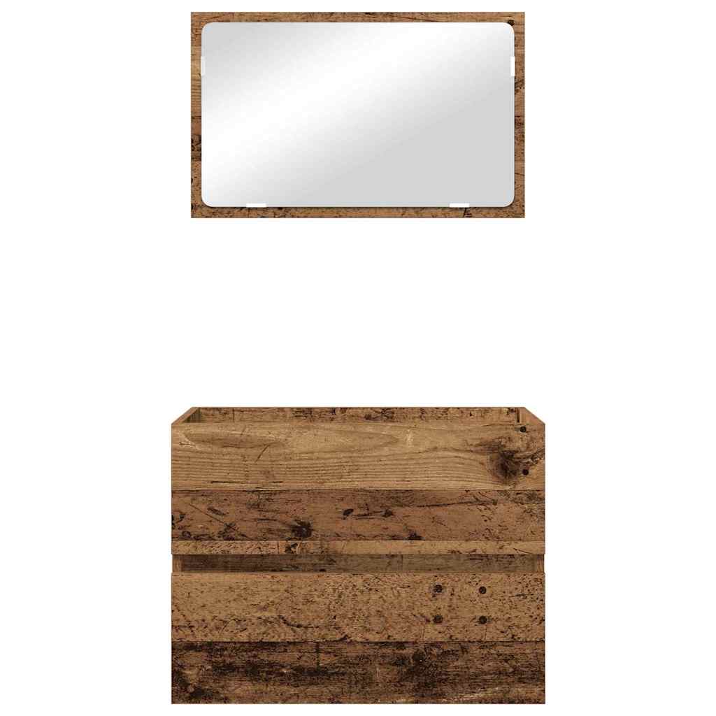 Juego de muebles de baño con cajón 2 pcs Madera Vieja