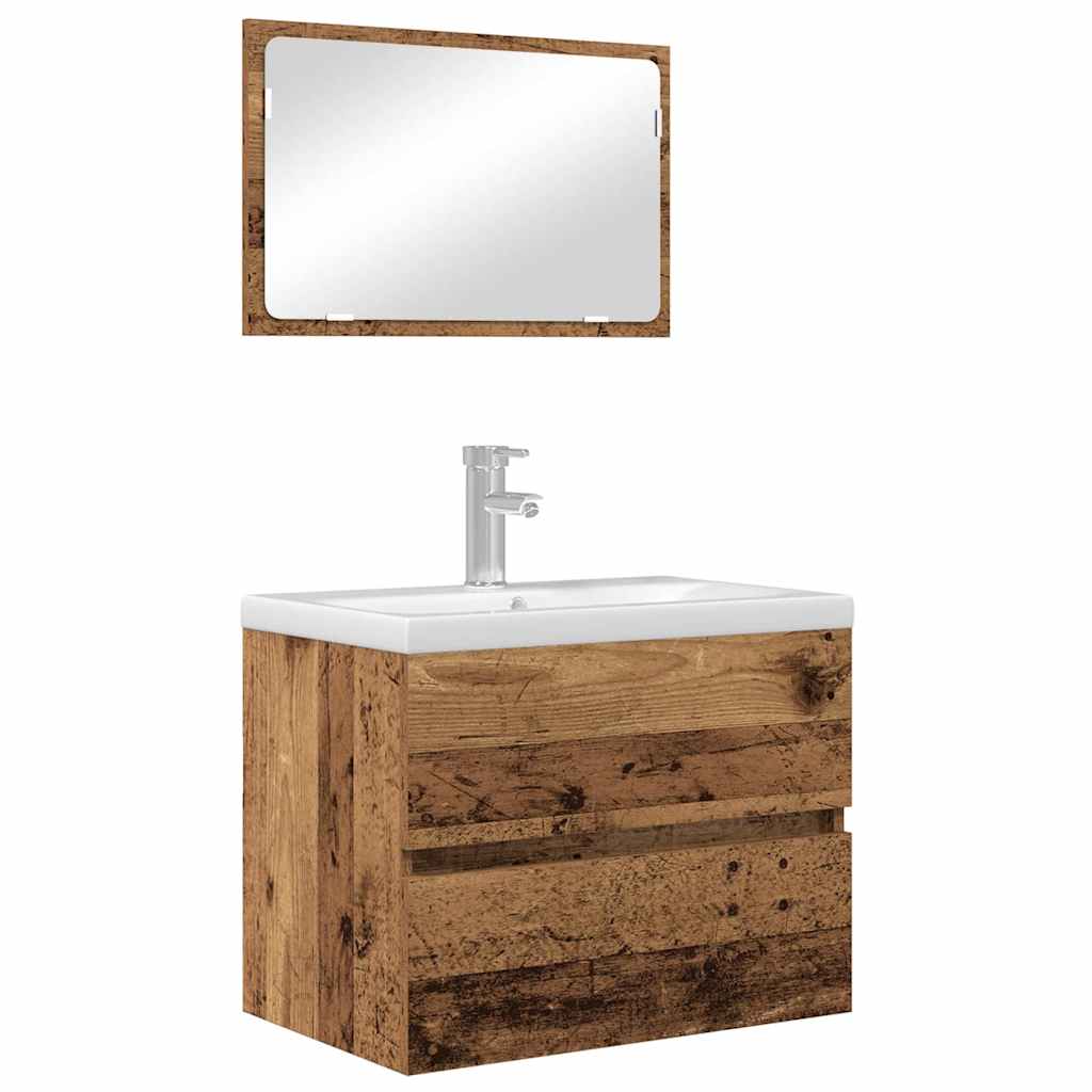 Juego de muebles de baño con cajón 2 pcs Madera Vieja